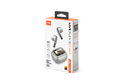JBL Live Flex 3 - Silver - True wireless noise-cancelling open-stick earbuds - Detailshot 15
